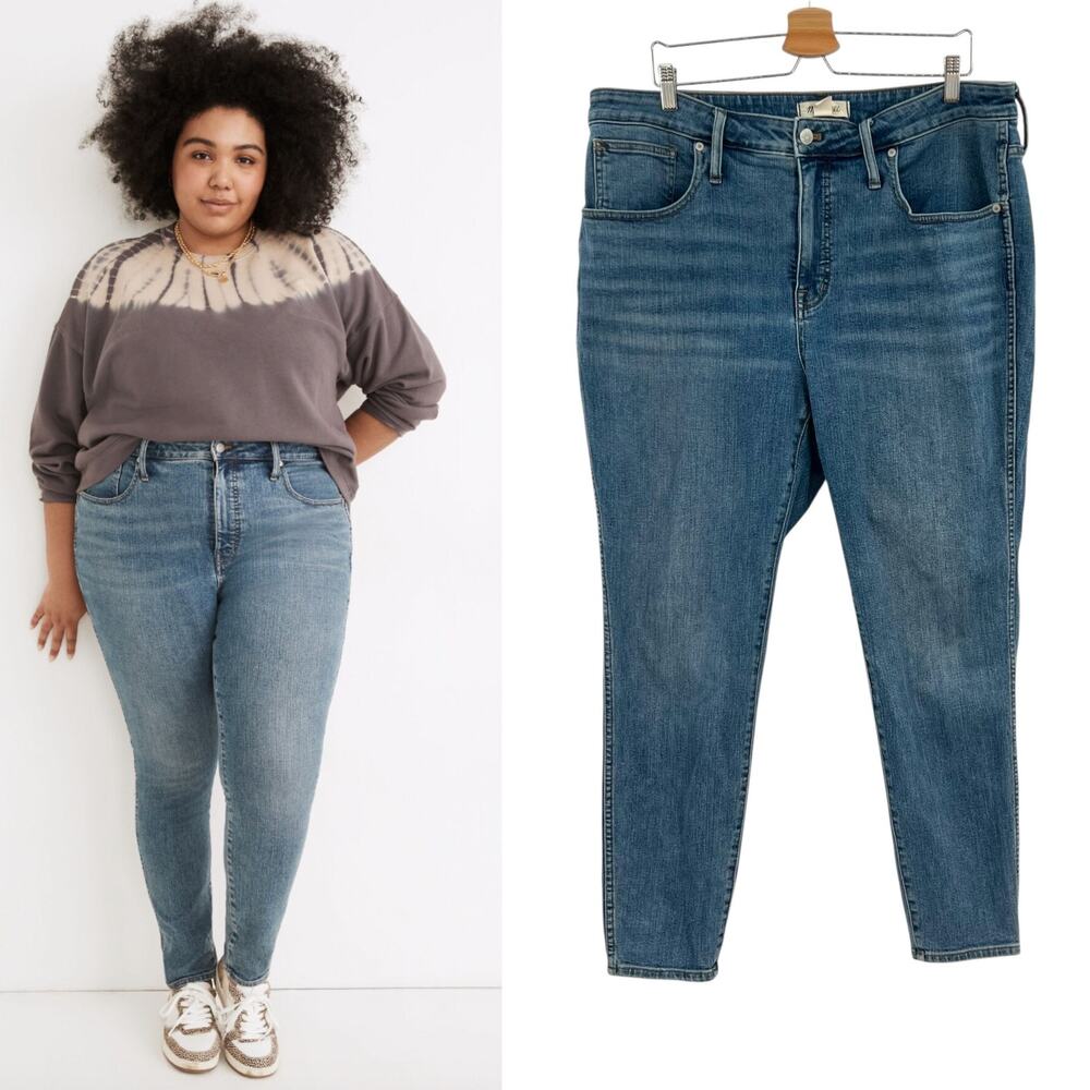 Madewell 10" High-Rise Skinny Jeans Denim Woodridge Wash Blue Plus Size‎ 18W